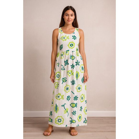 Diane Von Furstenberg Dresses & Skirts - Diane Von Furstenberg Vintage Knit Midi Sleeveless Dress White Green Size Large